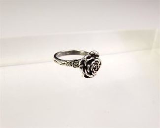 Vintage Sterling Silver Rose Ring, Size 6.5