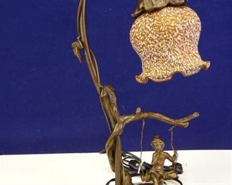Vintage Swinging Child Flower Lamp