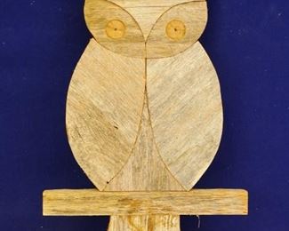 Hand Carved Wood Owl Wall Hanging Decor