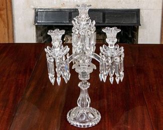 Fine Baccarat Crystal & Moulded Glass Candelabra 3 Arm, 4 Light