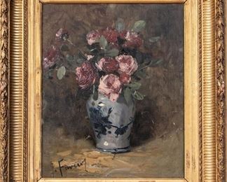 Signed Oil On Board With Floral Still Life