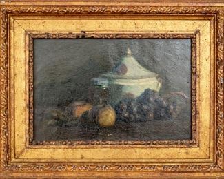 Signed Oil On Canvas With Still Life Dated 1914