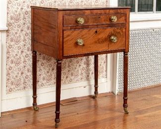 American Classical Well Figured Mahogany Side Table Ca. 1810-1820