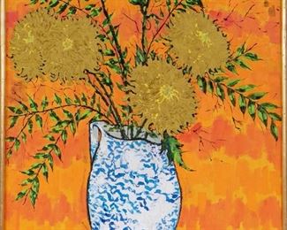 Richard Banks (Am. B. 1929) Floral Still Life Oil On Canvas