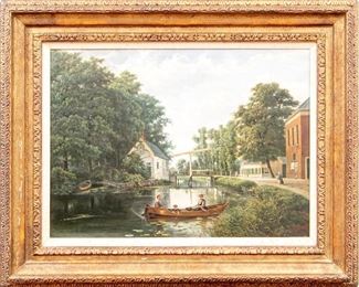Antique Oil On Canvas Landscape Signed FK