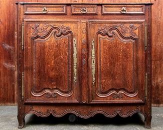French Carved Oak Cabinet 19th Century
