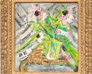 Mr. John Pico Harberger (20th C.) Signed Impessionist Style Pallet Oil On Mirror