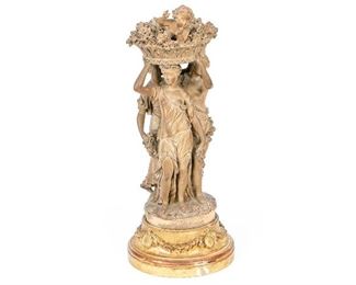 Antique Terra Cotta Statue Of The Three Graces, 19 Century Or Earlier