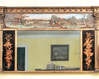 Extraordinary Hand-Painted Eglomise Trumeau Mirror