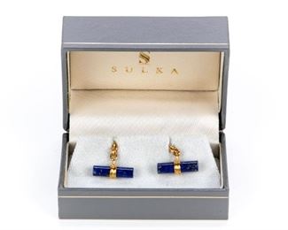Pair Of 14k Gold & Lapis Cuff Links