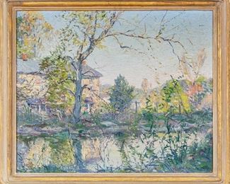 Signed Pallet Oil On Canvas With Landscape