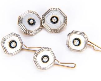 14K Gold & Platinum Studs And 1 Cuff Link