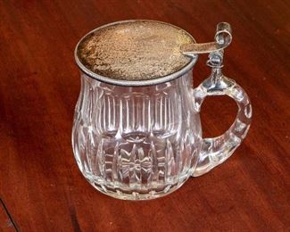 835 Silver Lidded Crystal Dedication Stein For WALDOLF ASTORIA 1940-1950