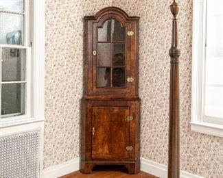 George II Walnut Arch Top Corner Cabinet Ca. 1750-1760