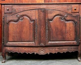 18th Century French Carved Oak Cabinet With Key