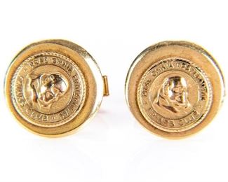 Pair Of 14k Gold Cuff Links From Friars Club
