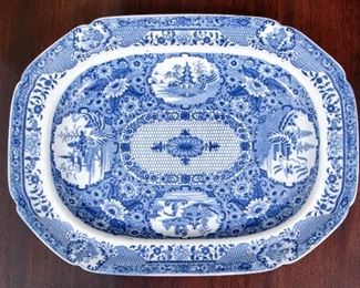 Early 19th Century English Creamware Blue & White Platter