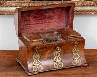 Antique English Dome Top Tea Caddy With Jewel Decoration