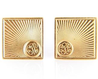 Pair Of 14k Gold Cuff Links With Monogram (Claudius Charles Philippe)