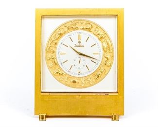 Brass And Glass Zodiac Desk Clock