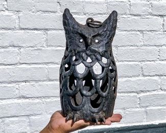 Cast Iron Owl Lantern