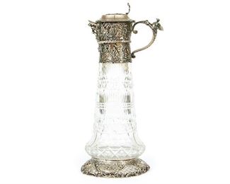 A Fine Well Cast Crystal And Silver Ewer