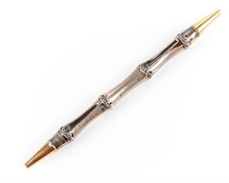 Vintage Gucci Sterling Silver Double End Bamboo Mechanical Pencil