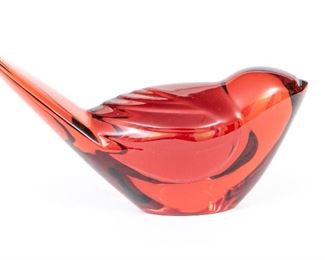 Baccarat Crystal Red Titi Bird Figure