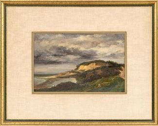 Leon Cogniet (French Academic Painter, 1794-1880) Oil On Board Seaside Coastal Scene
