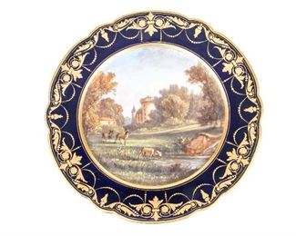 Sevres Antique Hand-Painted Plate With Château De Rambouillet