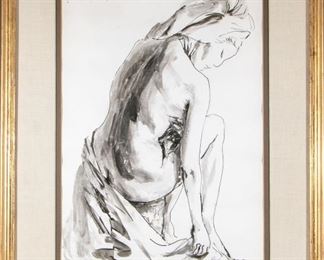 Alejo Vidal-Quadras (1919-1994) Watercolor Of A Female Nude