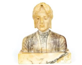 Vintage Carved Marble Bust Of Dante