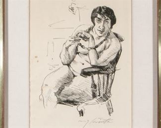 Signed Drawing Of A Nude - (Tagged 117593)
