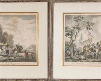 Jean Moyreau (France, 1690-1762) Engravings After Ppe. Wouvermens Paintings- Hunting &