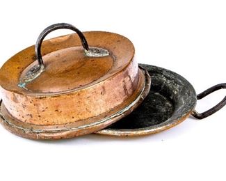 Antique Copper Baker With Dome Lid