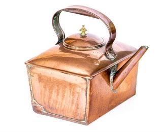 Antique Square Copper Tea Kettle