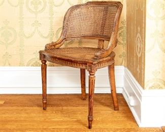 Antique French Caned Carved Armchair