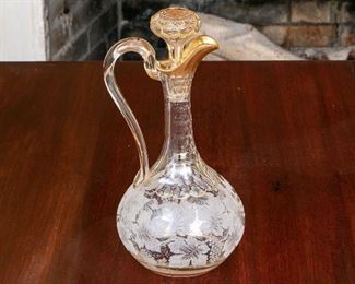 Beautiful Etched And Crystal Ewer With Monogram
