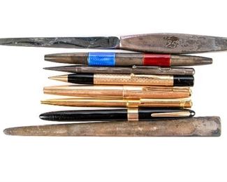 Group Of Vintage Pens And Mechanical Pencils And Letter Openers
