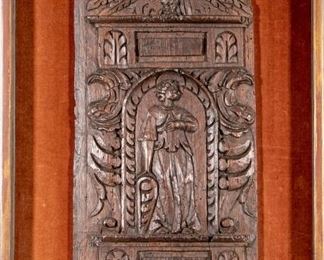 Antique Carved Oak Panel