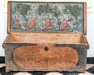18th Century Spanish Colonial Paint Decorated Chest