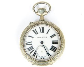 Antique French Indicateur Sterling Silver Pocket Watch Signed Frainier