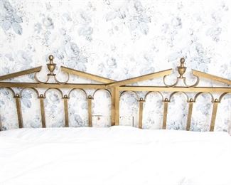 Pair Of Mid Century Twin Polished Bronze Headboards