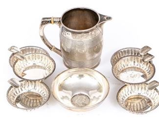 A Group Of Sterling Silver Table Top Objects