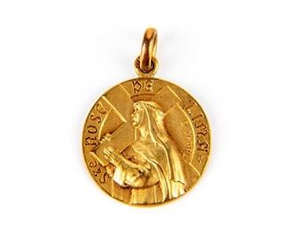 Cartier France 18K Gold Religious Medal
