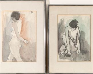 Deckinger Signed Nude Watercolors