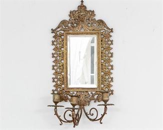 Single Antique Mirrored Wall Sconce