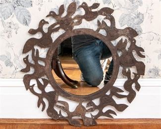 A. Bruno Vintage Signed Rustic Metal Haitian Wall Mirror