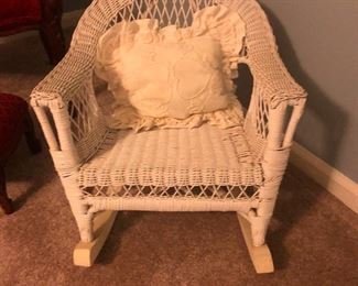 Rocking chair made from starched doilies