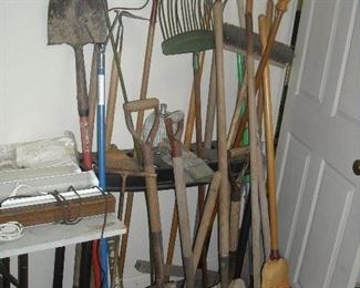 Large assortment yard tools